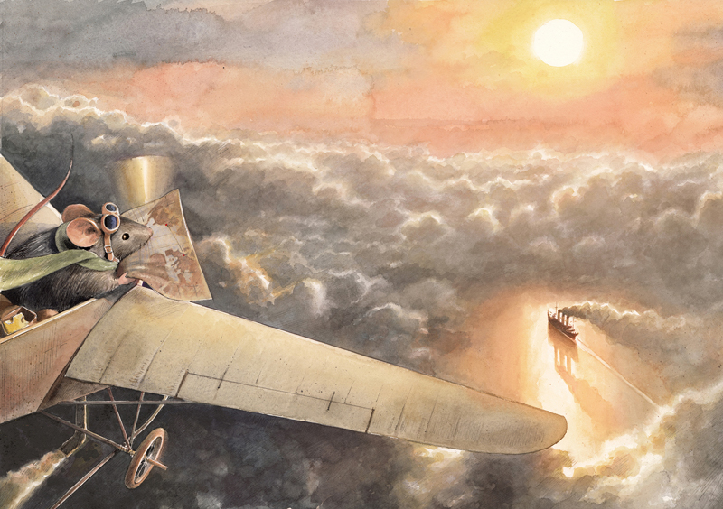 Illustration aus Lindbergh von Torben Kuhlmann - Atlantikflug